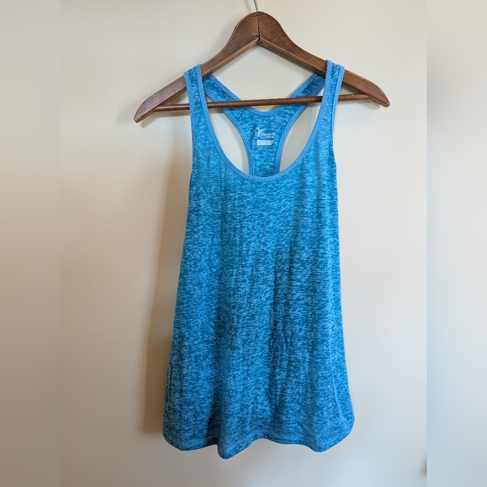 Old Navy Active Womens Teal Burnout Heather Racerback Workout Tank Top Size L